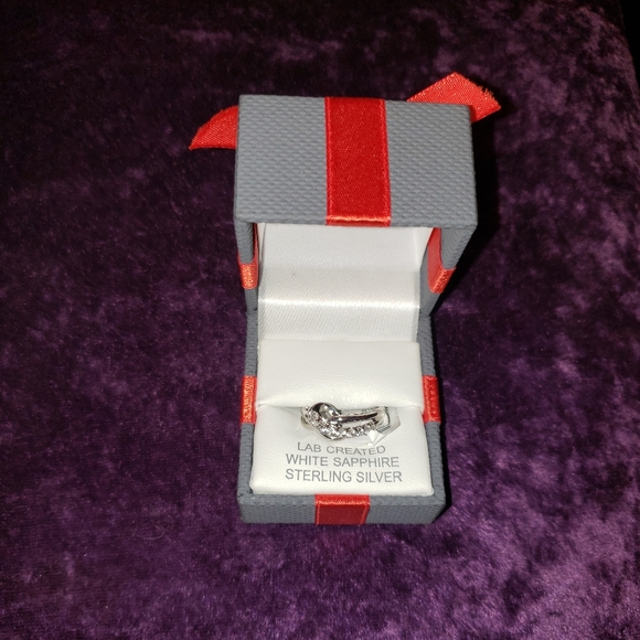 Solid Sterling Silver with Lab Created White Sapphires - Picture 2 of 6